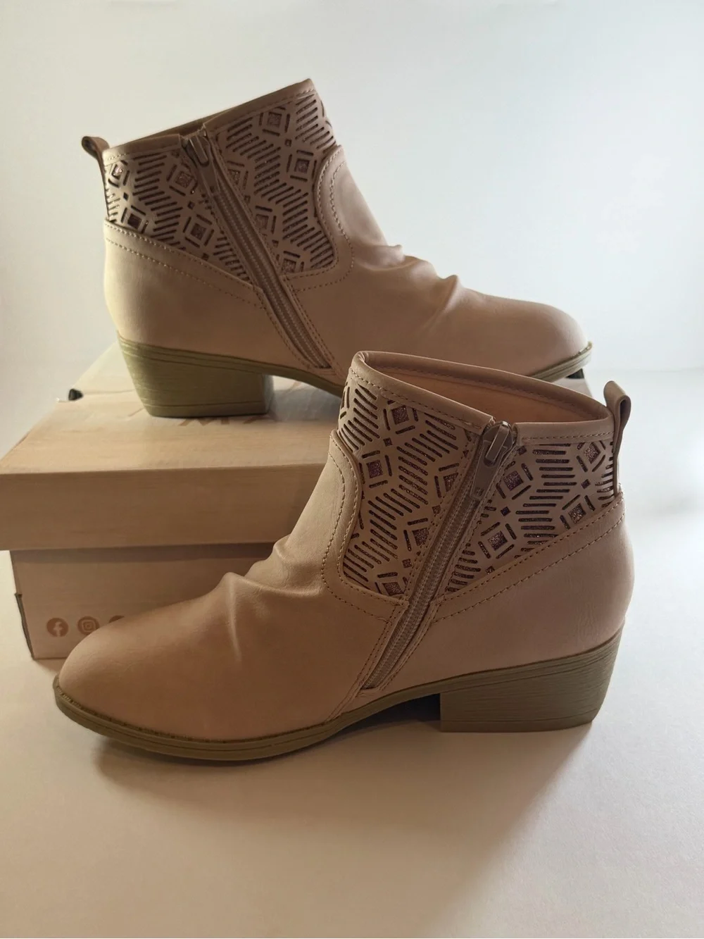 Blowfish Blush Laser-Cut Ankle Booties